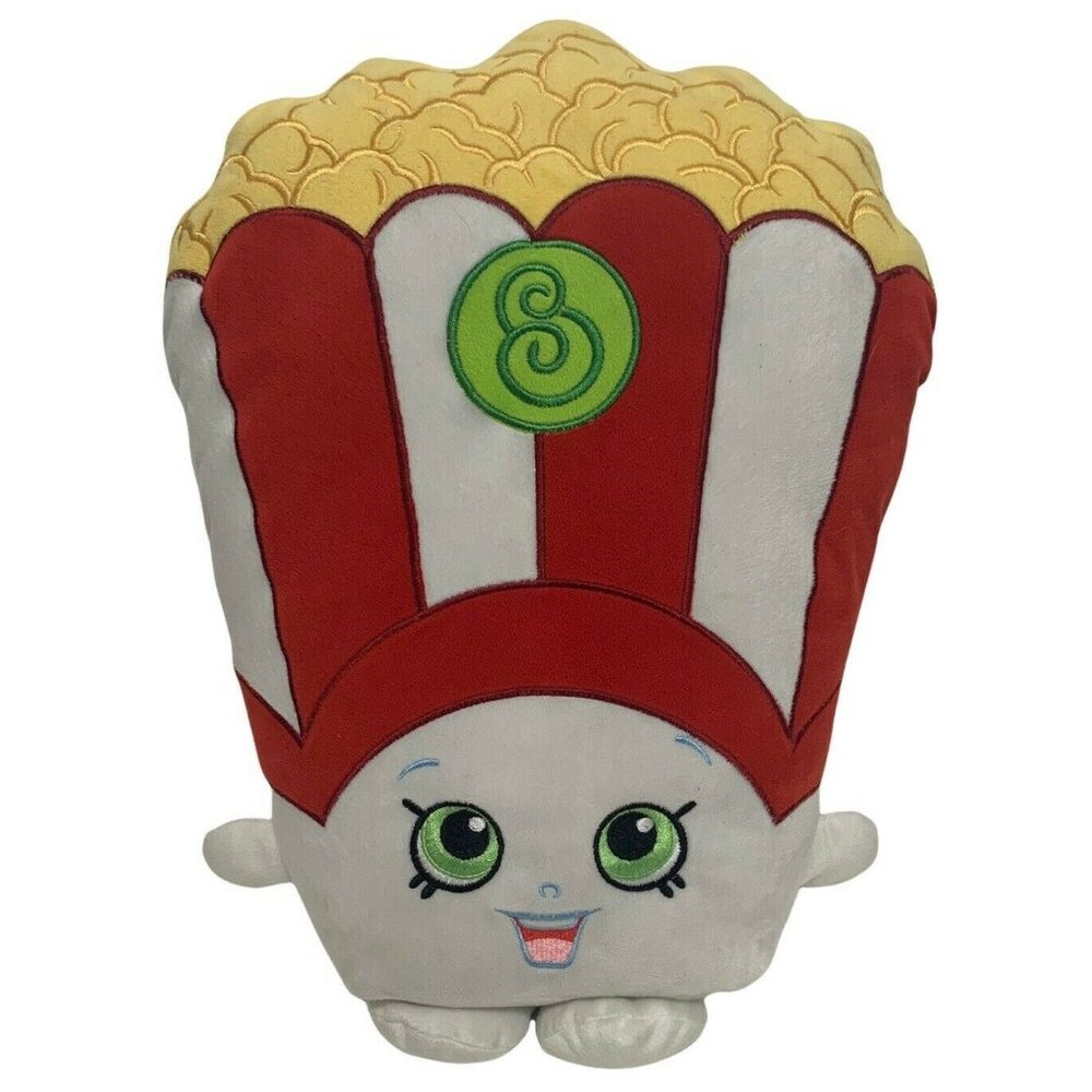 Shopkins Poppy Corn Popcorn Bucket Plush Stuffed Toy White Red Fun Play 17"